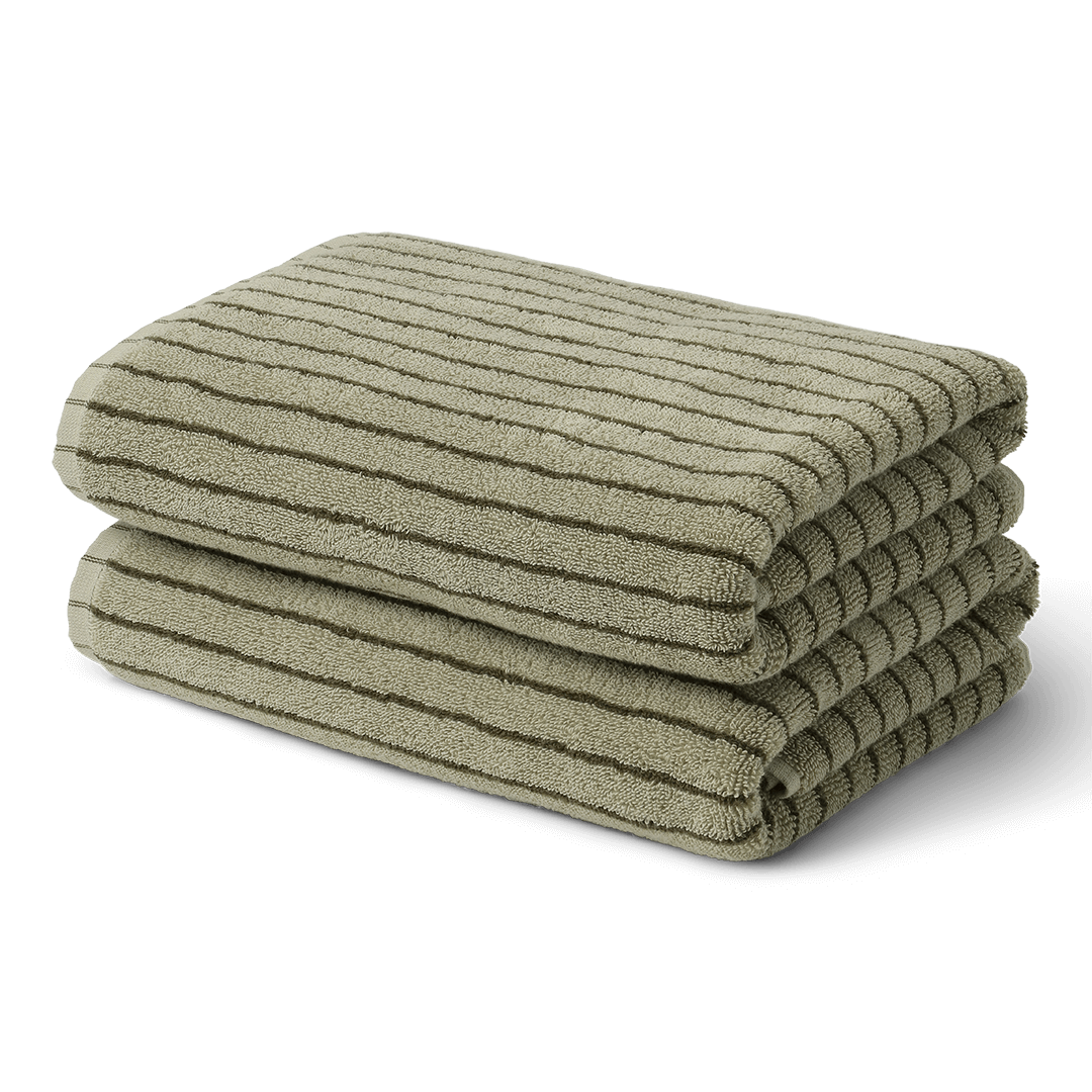 Klassiske dusjhåndklær (2 stk) Pistasj/Mose