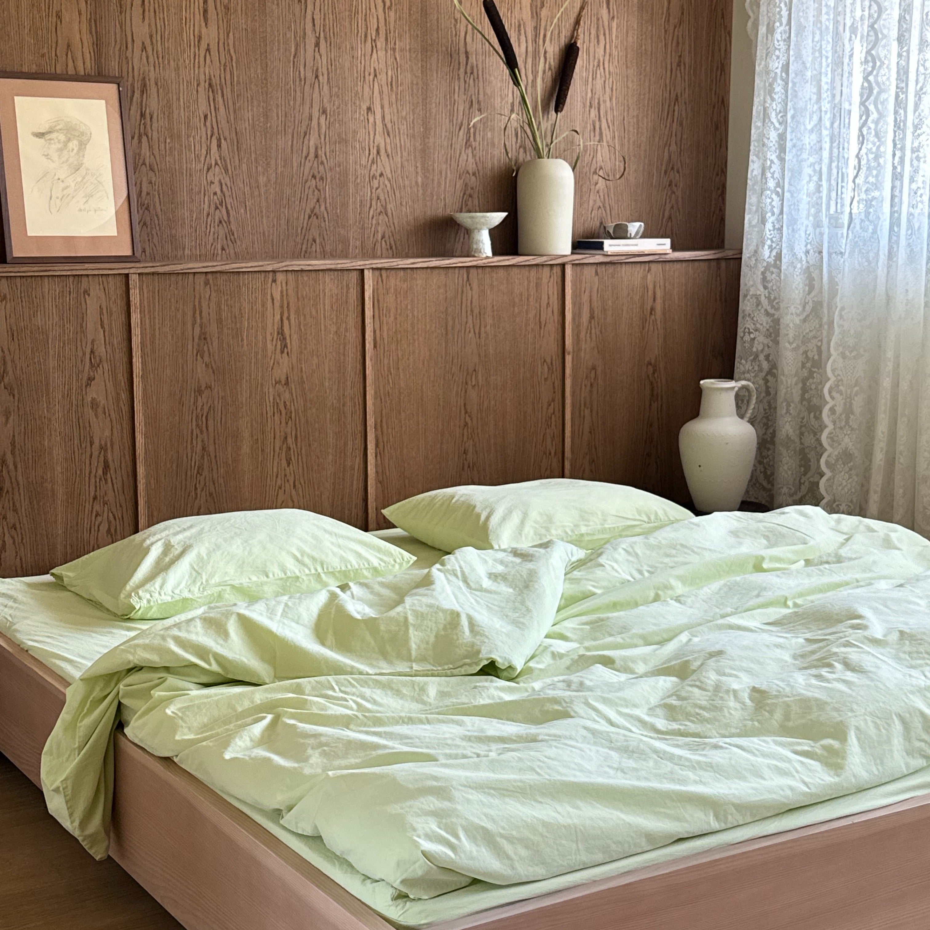 Pistasj Sengesett i percale