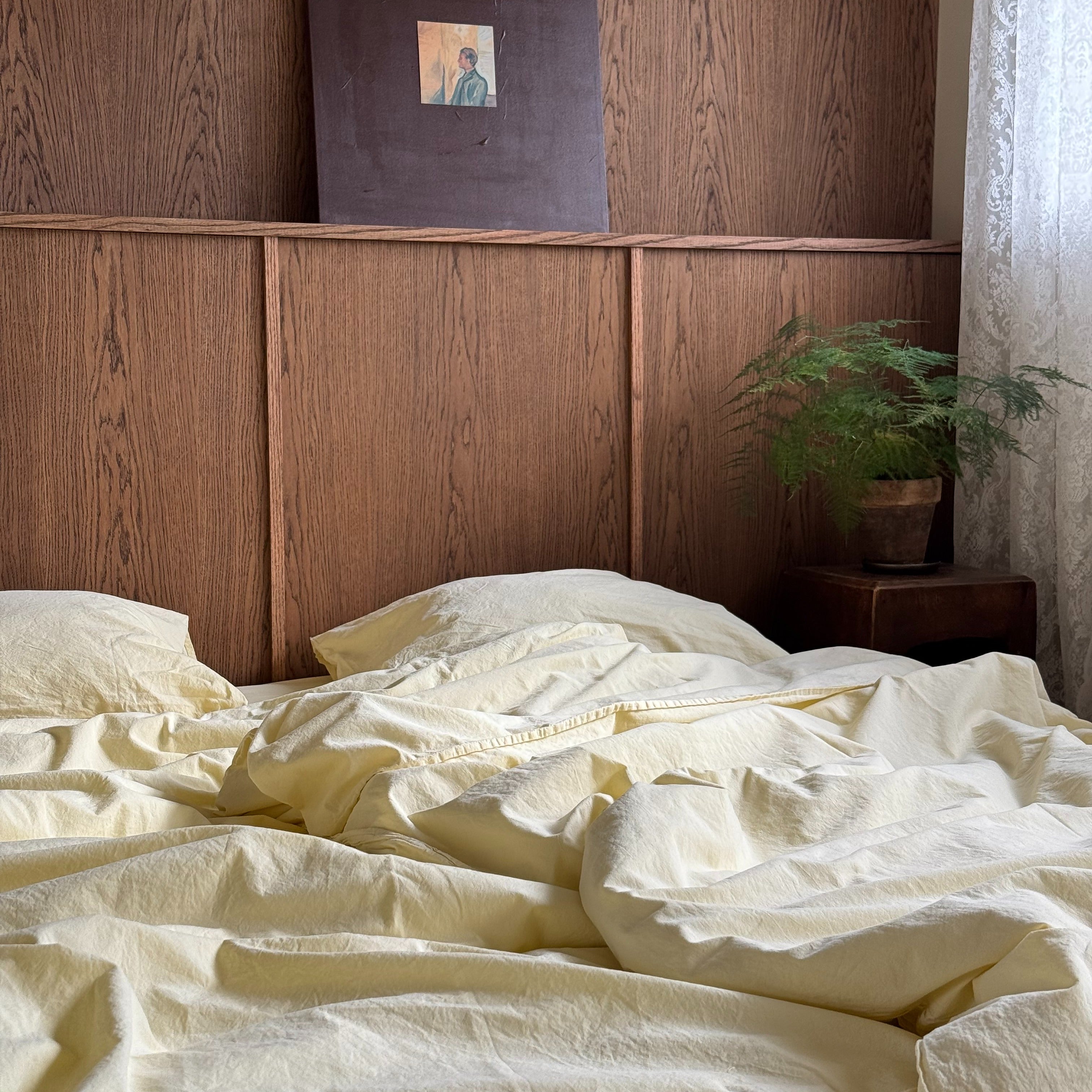 Strågul Sengesett i percale