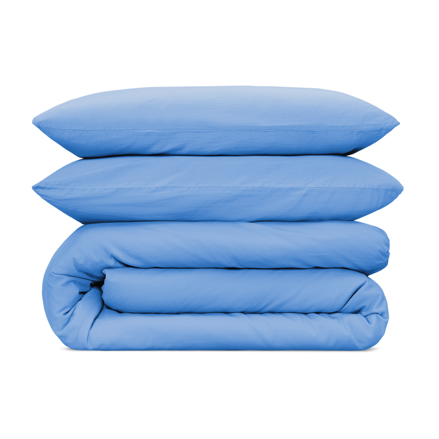 Himmelblå Sengesett i matt sateng