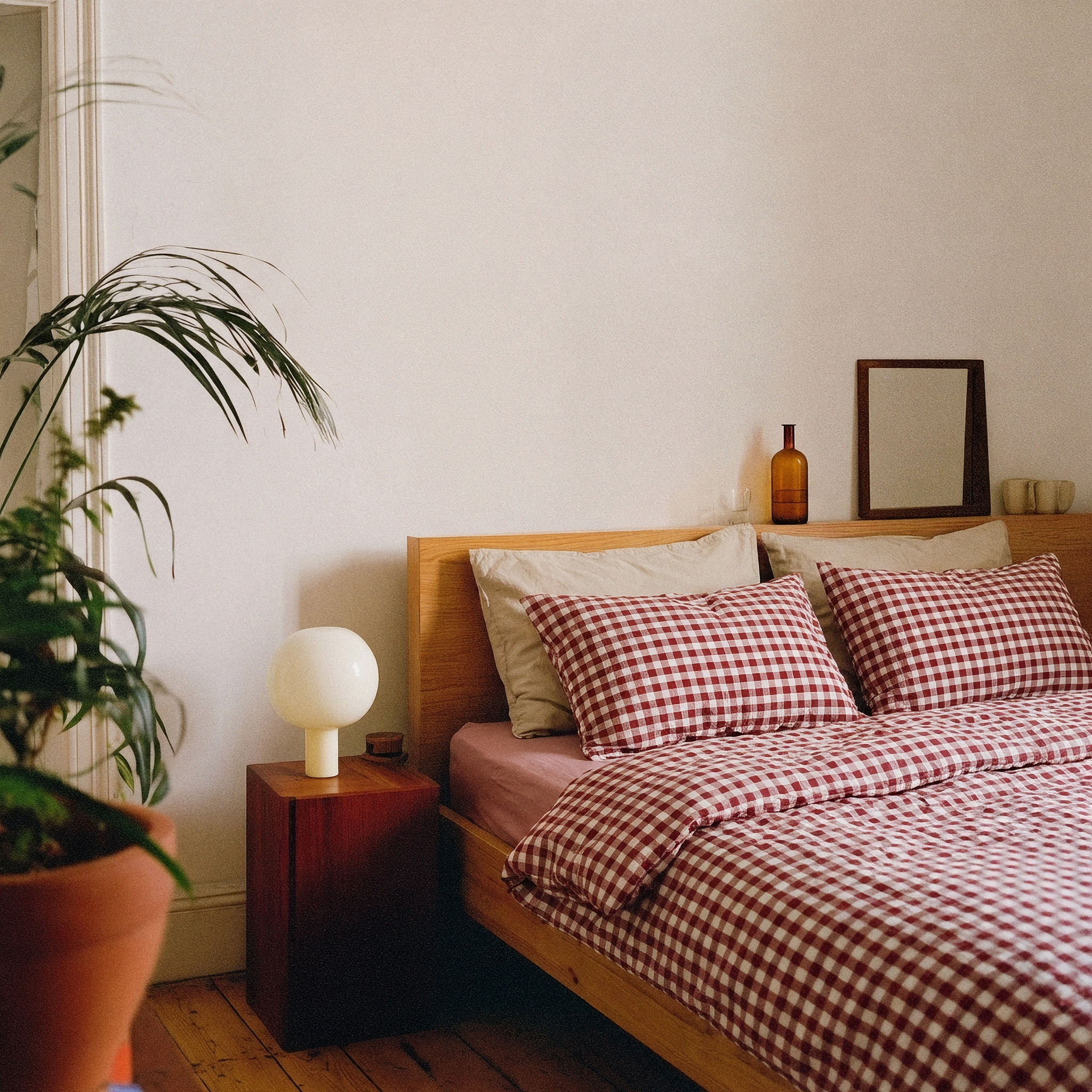 Kirsebær/Bomull Sengesett i krepp