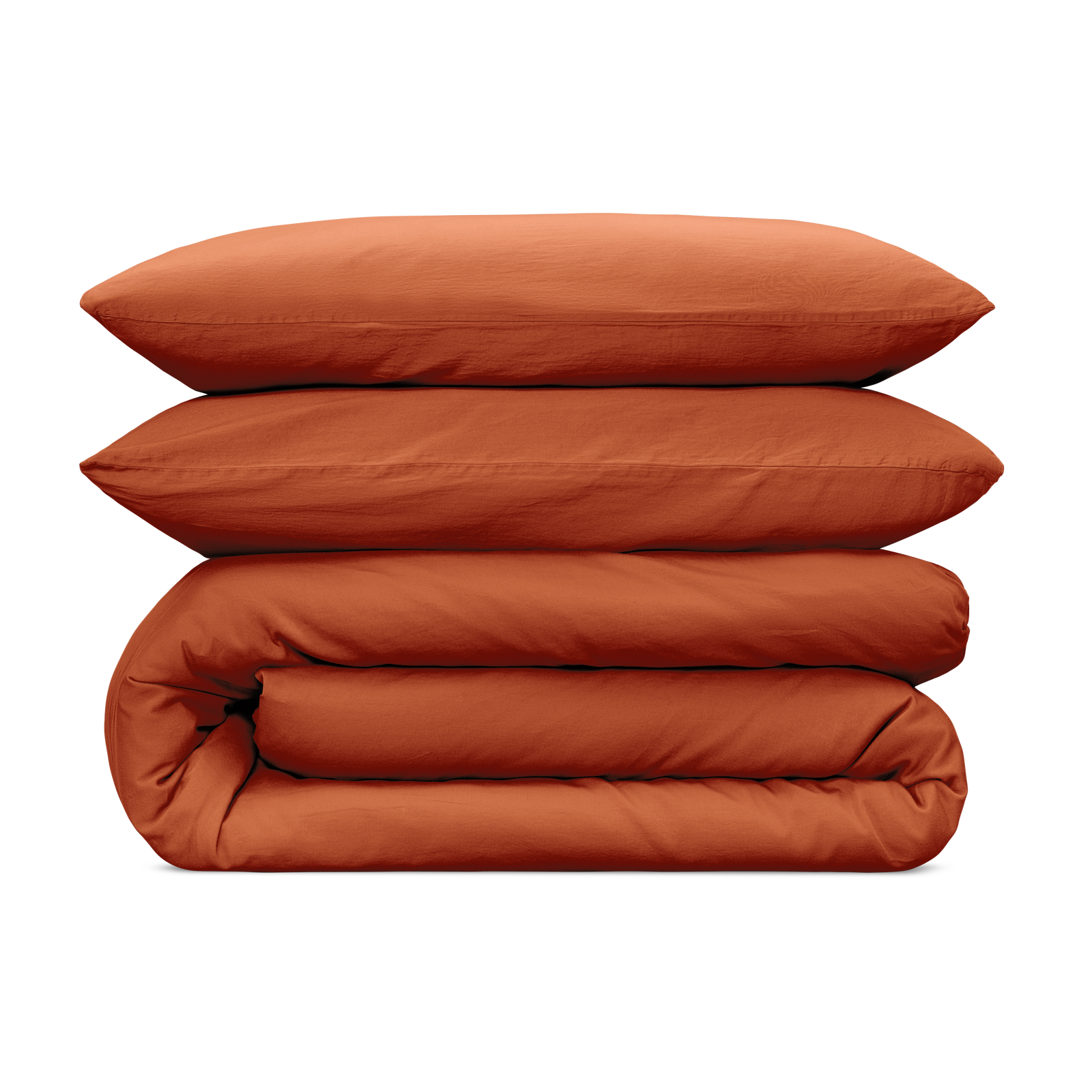 Rustrød Sengesett i matt sateng