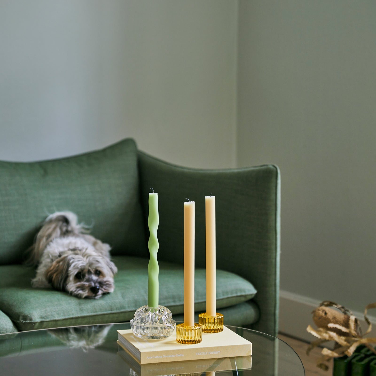 Duo stearinlys - 4 stk. Lakserosa / Strandbeige