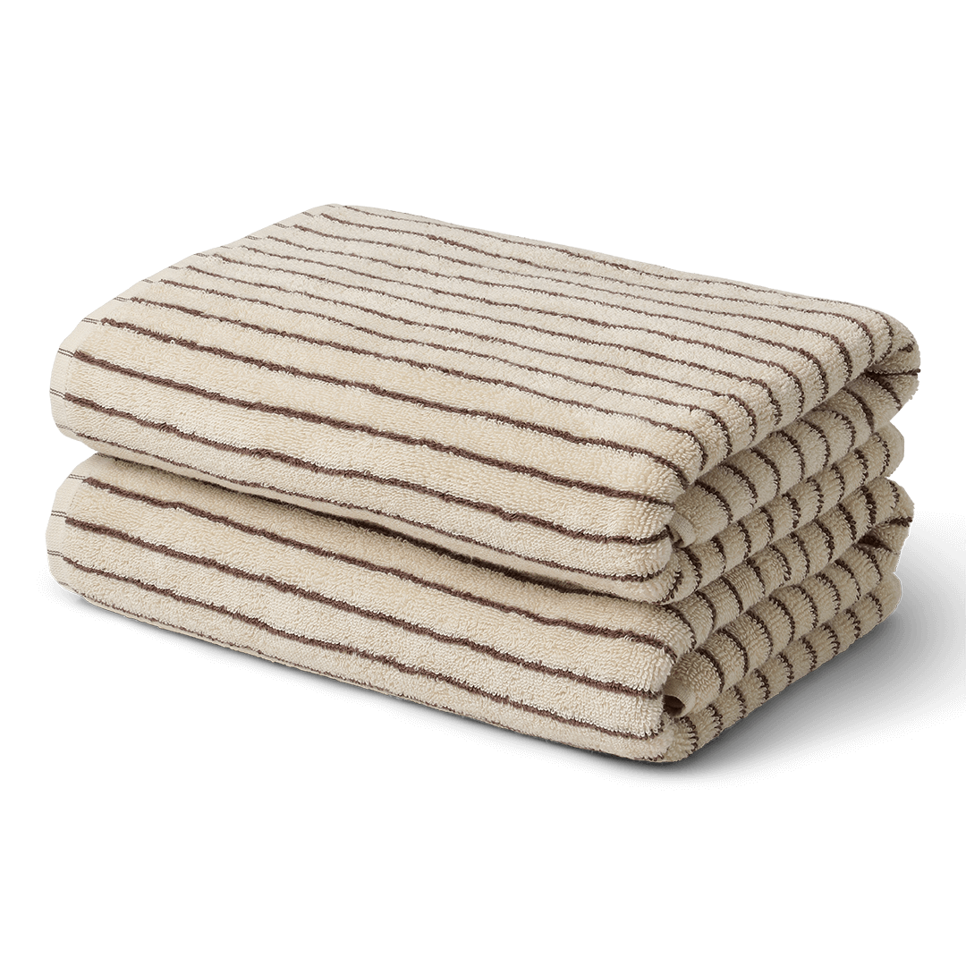 Klassiske dusjhåndklær (2 stk) Perlemor/Kastanje