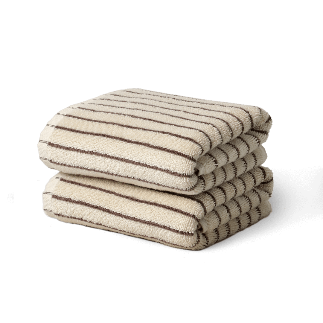 Klassiske håndhåndklær (2 stk) Perlemor/Kastanje